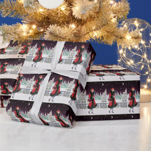 Festliche Art Deco Retro Vintage Weihnachtsdame Geschenkpapier