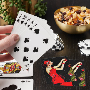 Festliche Art Deco Retro Vintage Weihnachtsdame Spielkarten