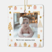 Festliche Babys erstes Foto Weihnachtsbaum Ornamen Keramikornament (Links)