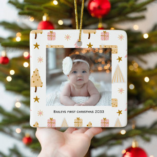 Festliche Babys erstes Foto Weihnachtsbaum Ornamen Keramikornament