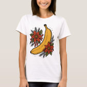 Festliche Banane mit Poinsettia Blume Weihnachten T-Shirt (Vorderseite)