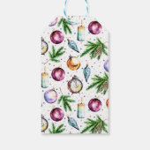 Festliche Bauble Wasserfarbe Frohe Weihnachten Geschenkanhänger (Rückseite)