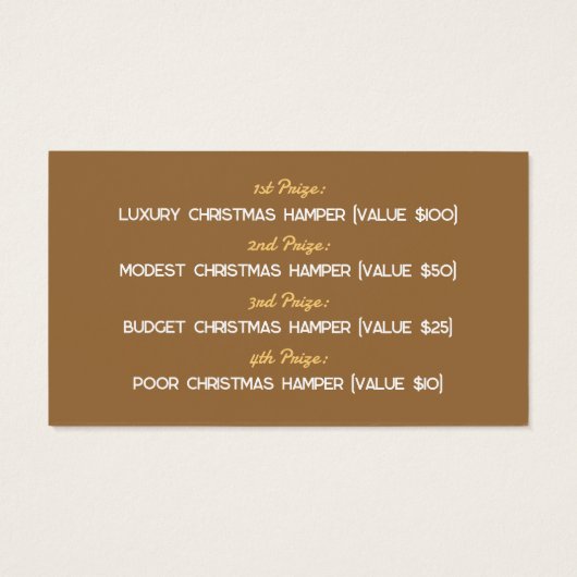 Festliche Bauern, Weihnachts-Party Raffles Tickets (Rückseite)