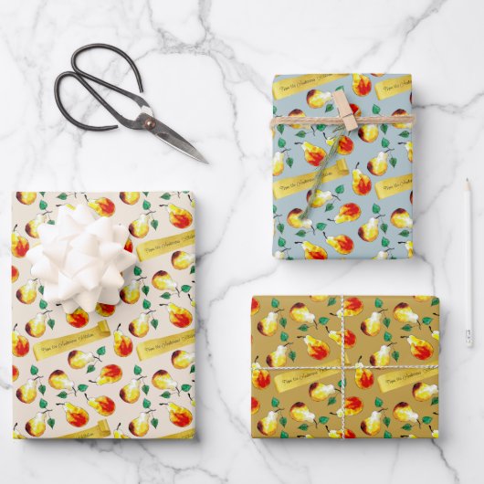 Festliche Bauernhausbirnen Boho-Weihnachtsküche Geschenkpapier Set (Vorderseite)