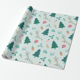 Festliche Bäume, Ornamente und Zweige Geschenkpapier