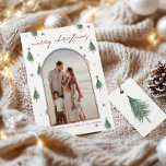 Festliche Bäume & Sterne Frohe Weihnachtskarte in  Einladung<br><div class="desc">Mit festlichen Bäumen und Sternen für frohe Weihnachten in Gold</div>