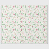 Festliche Bäume und Sterne Foil Look Weihnachten Geschenkpapier (Flach)