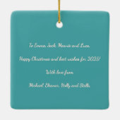 Festliche Bäume Winter Schnee 1 Foto Frohe Weihnac Keramikornament (Rückseite)