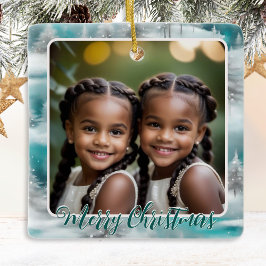 Festliche Bäume Winter Schnee 1 Foto Frohe Weihnac Keramikornament