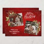 Festliche Berries und Grüne Frohe Weihnachten Foto (Vorne/Hinten)