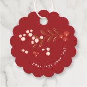 Festliche Blätter Blumenwein Traditionelles Rotes Geschenkanhänger (Vorderseite)