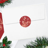 Festliche Blätter Blumenwein Traditionelles Rotes  Runder Aufkleber