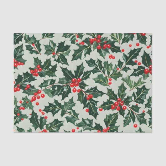 Festliche Blätter und Berries Weihnachten Seidenpapier (Vorderseite)