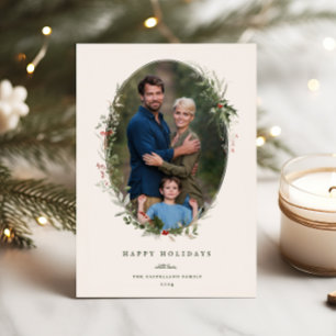 Festliche Blattwerk-Rahmen-Flach-Weihnachtskarte Feiertagskarte