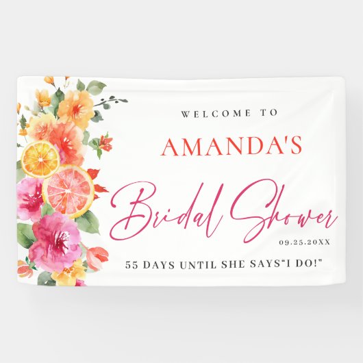 Festliche Blume Blumenzitrus Brautparty Banner (Horizontal)