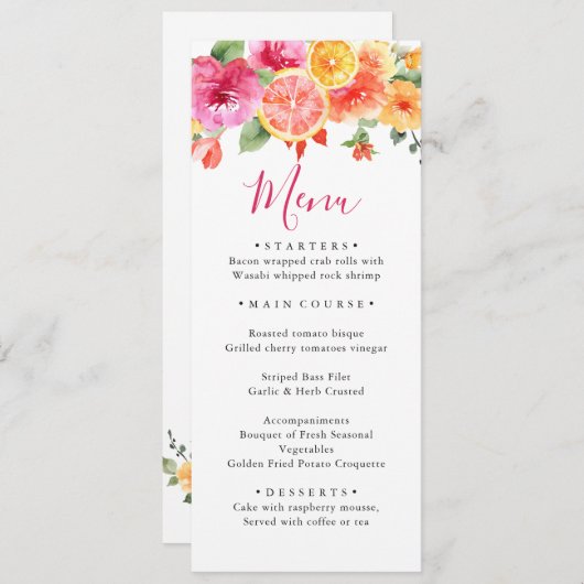 Festliche Blume Blumenzitrus Brautparty Einladung (Vorne/Hinten)