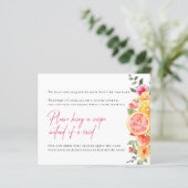 Festliche Blume Citrus Bridal Rezept Karte anforde (Stehend Vorderseite)