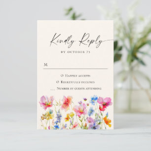 Festliche Blume mit glatter Wasserfarbe Hochzeit RSVP Karte