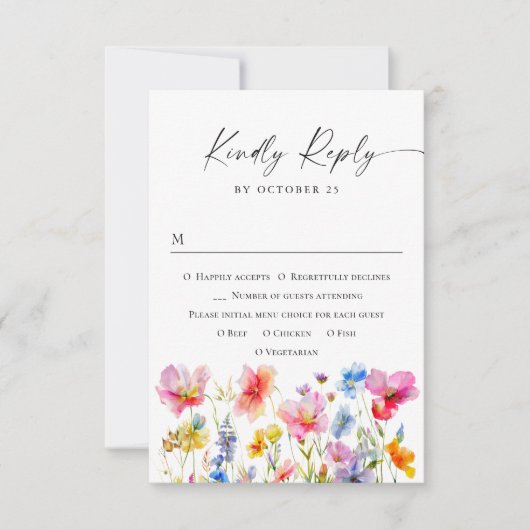 Festliche Blume mit glatter Wasserfarbe Hochzeit RSVP Karte (Vorderseite)