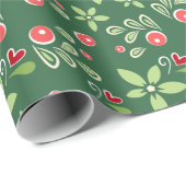 Festliche Blumenberries Geschenkpapier (Rolleneckpunkt)