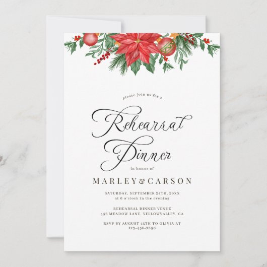 Festliche Blumenferien Hochzeit Probe Abendessen Einladung (Vorderseite)