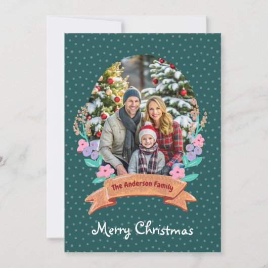 Festliche Blumenreste Grün Foto Weihnachten (Vorderseite)