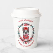 Festliche Boston Terrier Frohe Weihnachten Pappbecher (Vorderseite)