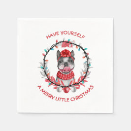 Festliche Boston Terrier Frohe Weihnachten Serviette