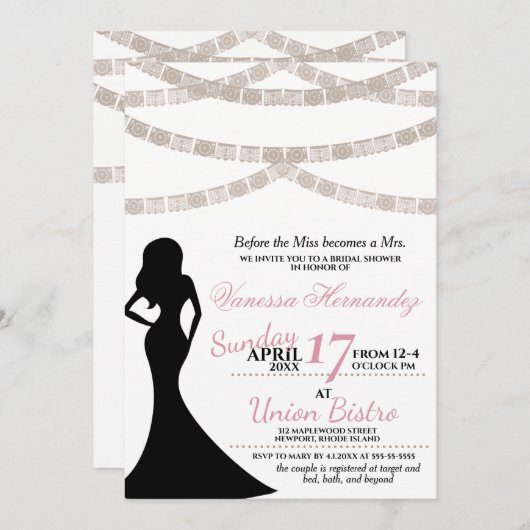 Festliche Brautdusche Einladung (Vorne/Hinten)