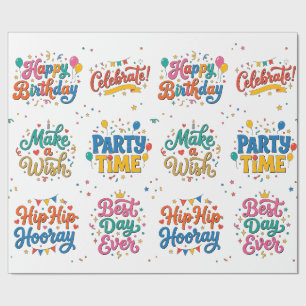 Festliche Bunte Happy Birthday Typografie Geschenk Geschenkpapier