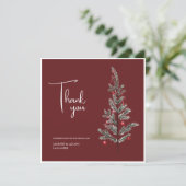 Festliche Burgund Grün Weihnachten Weihnachten Dankeskarte (Stehend Vorderseite)