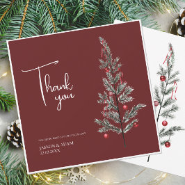 Festliche Burgund Grün Weihnachten Weihnachten Dankeskarte