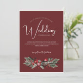 Festliche Burgund Grün Weihnachten Weihnachten Einladung (Stehend Vorderseite)