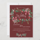 Festliche Burgund Grün Weihnachten Weihnachten Einladung (Vorderseite)