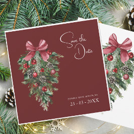 Festliche Burgund Grün Weihnachten Weihnachten Save The Date