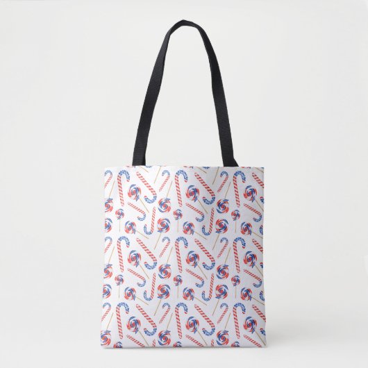 Festliche Candy Cane und Lollipop Tote Bag Tasche (Vorderseite)