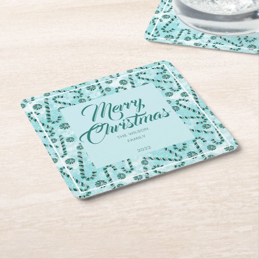 Festliche Candy Canes Peppermint Rechteckiger Pappuntersetzer (angewinkelt)
