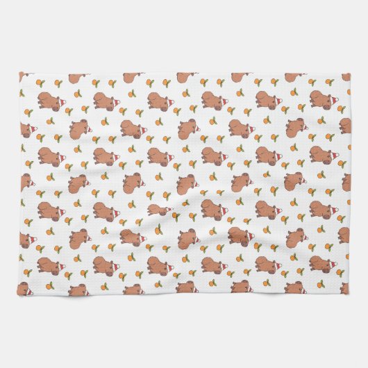 Festliche Capybara Weihnachten Geschirrtuch (Horizontal)