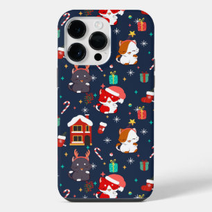 Festliche Cartoon-Weihnachtsmann-Katzen-Feier iPhone 14 Pro Max Hülle