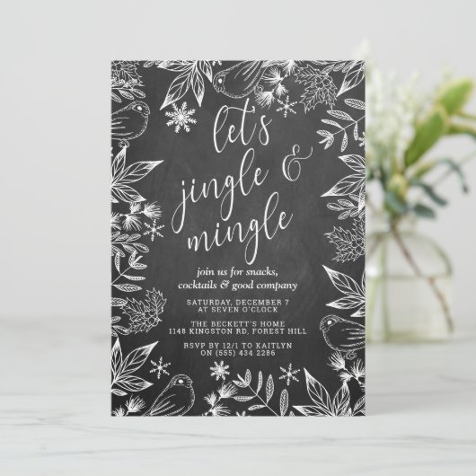 Festliche Chalkboard Jingle & Mingle Holiday Party Einladung (Stehend Vorderseite)