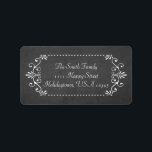 Festliche Chalkboard Stil Wirble Grenze Adressaufkleber<br><div class="desc">Individuell gestaltbares Design mit Wirblem und geblasenem Rahmen auf schwarzem Chalkboard-Hintergrund.</div>
