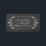 Festliche Chalkboard Stil Wirble Grenze Adressaufkleber<br><div class="desc">Individuell gestaltbares Design mit Wirblem und geblasenem Rahmen auf schwarzem Chalkboard-Hintergrund.</div>