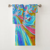 Festliche Chartreuse und Blue Dahlia Blume Petals Badhandtuch Set (Insitu)