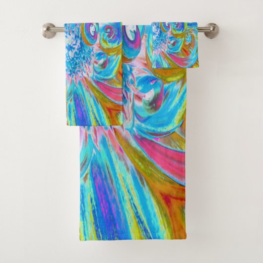 Festliche Chartreuse und Blue Dahlia Blume Petals Badhandtuch Set (Insitu)