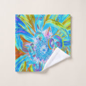 Festliche Chartreuse und Blue Dahlia Blume Petals Badhandtuch Set (Waschlappen)