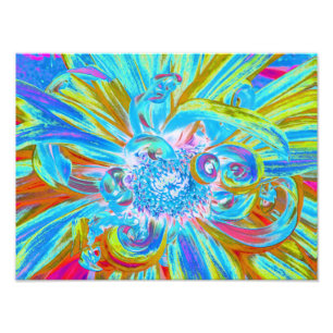 Festliche Chartreuse und Blue Dahlia Blume Petals Fotodruck