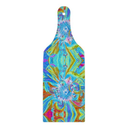 Festliche Chartreuse und Blue Dahlia Blume Petals Schneidebrett (Vorderseite)