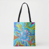 Festliche Chartreuse und Blue Dahlia Blume Petals Tasche (Vorderseite)