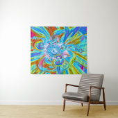 Festliche Chartreuse und Blue Dahlia Blume Petals Wandteppich (Beispiel (Horizontal))