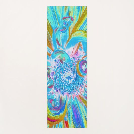 Festliche Chartreuse und Blue Dahlia Blume Petals Yogamatte (Vorderseite)
